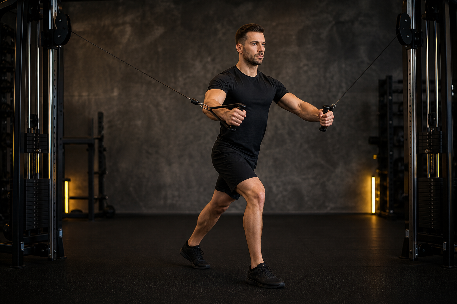 Aperturas en polea en gimnasio