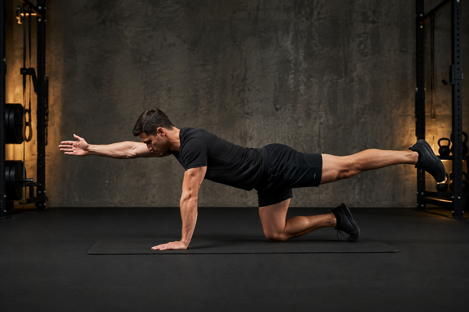 Bird dog en gimnasio