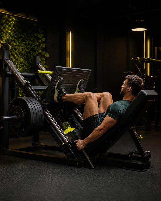 Prensa de piernas en gimnasio