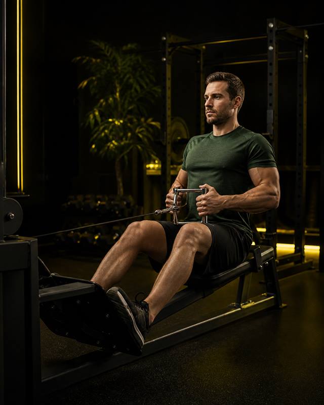Remo en polea en gimnasio